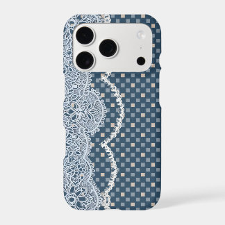 Blue Lace Chequerboard Phone Case