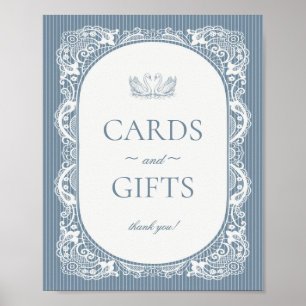 Blue Lace Doily Vintage Floral Cards & Gifts Sign