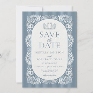 Blue Lace Doily Vintage Floral Save the Date Invitation