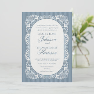Blue Lace Doily Vintage Floral Wedding Invitation