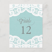 Blue Lace Doily Wedding Table Number Table Cards