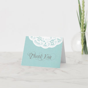 Blue Lace Doily Wedding Thank You Note Card