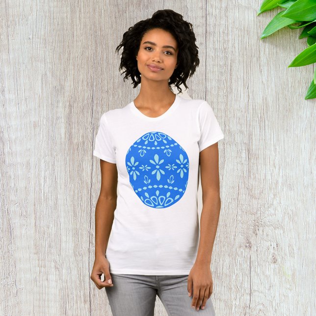 Blue Lace Easter Egg Womens T-Shirt (Creator Uploaded)