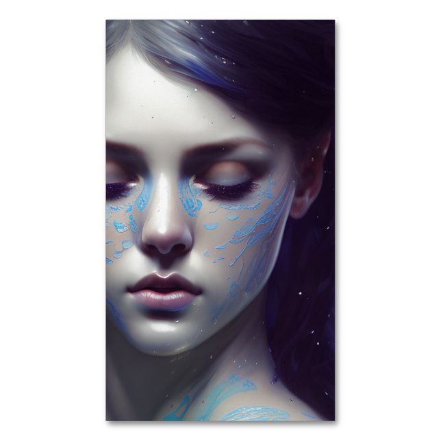 Blue Lace Emeraud Mermaid 8k Magnetic Business Card (Front Vertical)