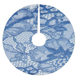 Blue lace fabric, African tulle design. Brushed Polyester Tree Skirt