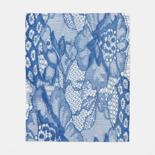 Blue lace fabric, African tulle design. Fleece Blanket