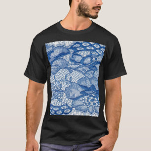 Blue lace fabric, African tulle design. T-Shirt