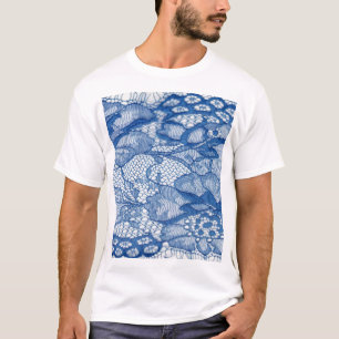 Blue lace fabric, African tulle design. T-Shirt
