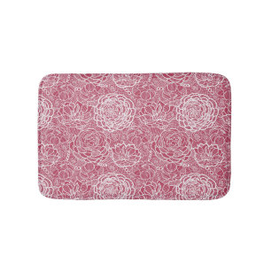 Blue lace flowers pattern background bath mat
