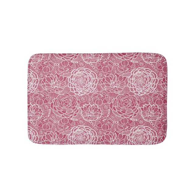 Blue lace flowers pattern background bath mat (Front)