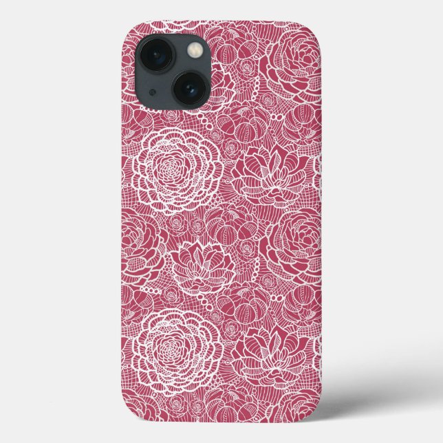 Blue lace flowers pattern background Case-Mate iPhone case (Back)