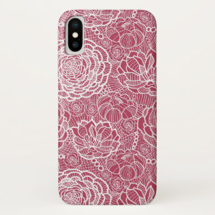 Blue lace flowers pattern background iPhone x case