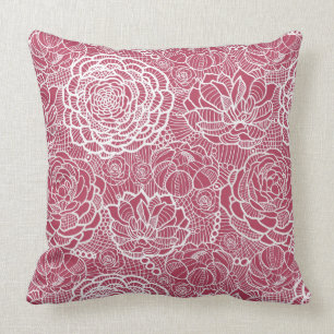 Blue lace flowers pattern background cushion