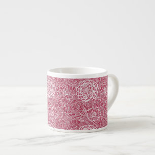 Blue lace flowers pattern background espresso cup