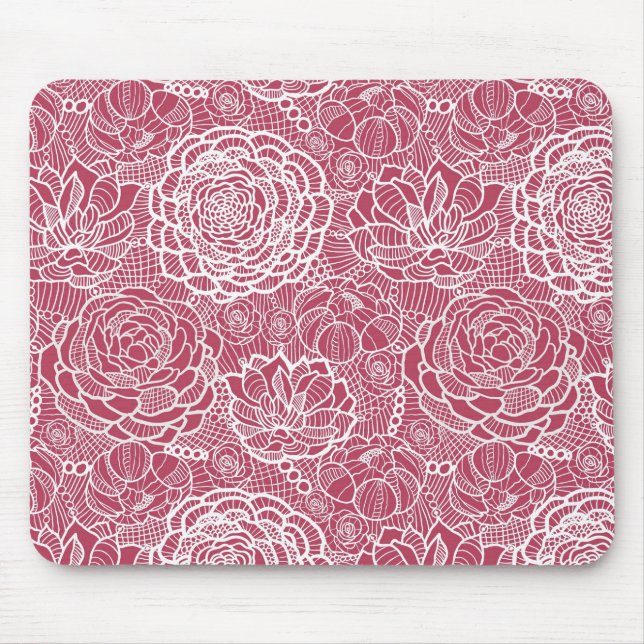 Blue lace flowers pattern background mouse mat (Front)