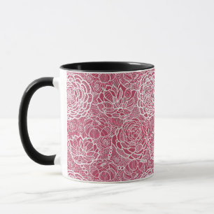 Blue lace flowers pattern background mug