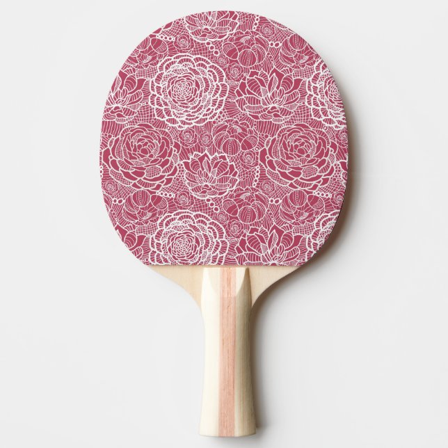 Blue lace flowers pattern background ping pong paddle (Front)