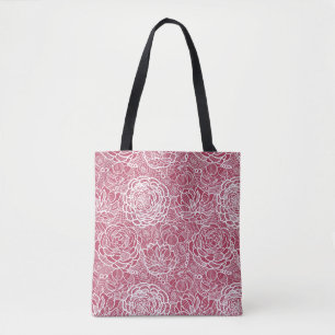 Blue lace flowers pattern background tote bag