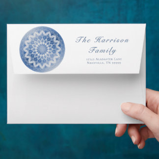 Blue Lace Mandala Wedding Envelope