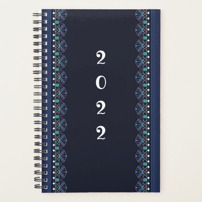 Blue Lace Pattern Boho Planner (Front)