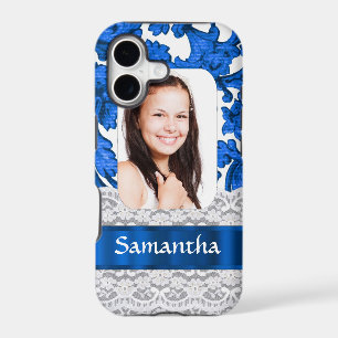 Blue lace personalised photo template