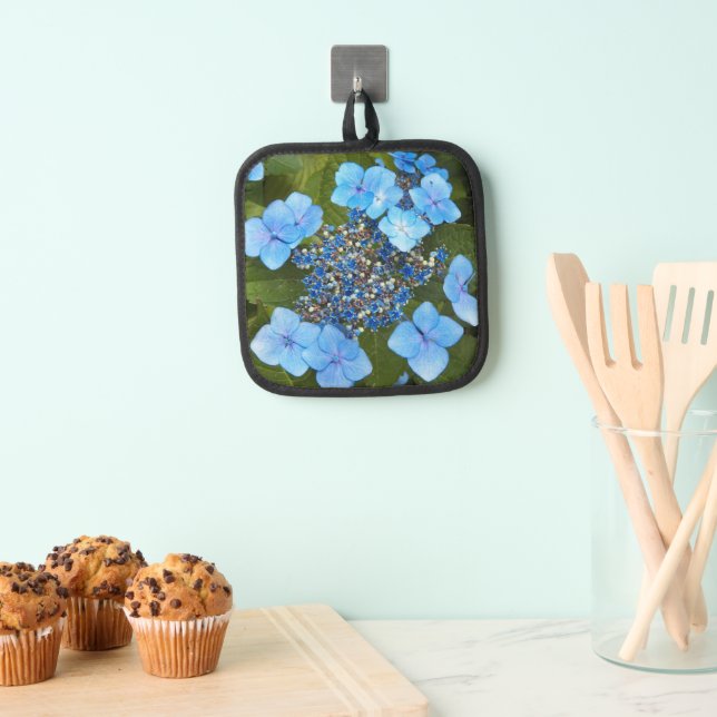 Blue Lacecap Hydrangea Bloom Floral Pot Holder (Insitu(Hanging))