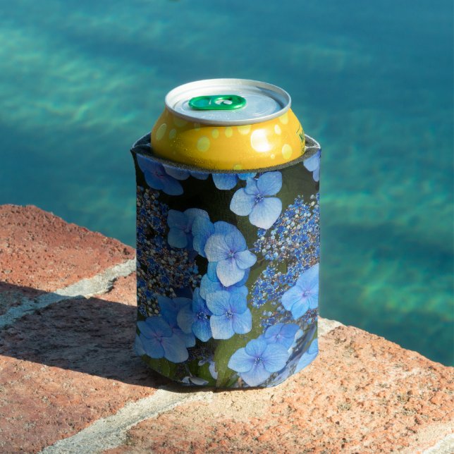 Blue Lacecap Hydrangea Floral Can Cooler (In Situ Pool)