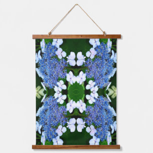 Blue Lacecap Hydrangea Flower Abstract Hanging Tapestry