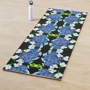 Blue Lacecap Hydrangea Flower Close Up Abstract Yoga Mat