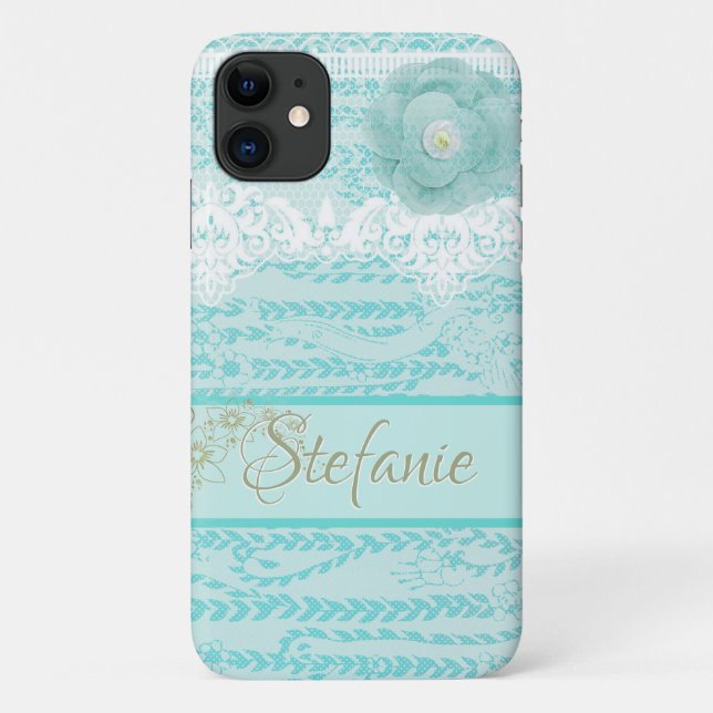 Blue Laced Flower Case-Mate iPhone Case (Back)