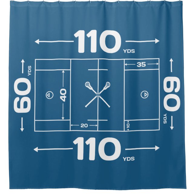 Blue Lacrosse Field Design Shower Curtain (Front)