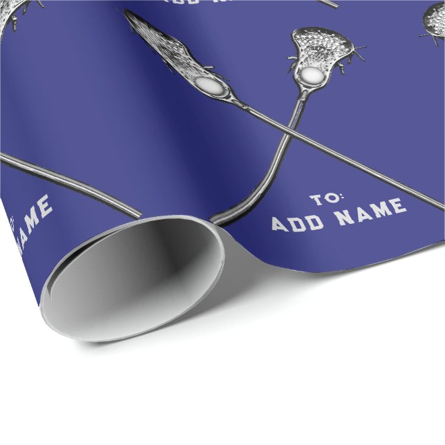 Blue Lacrosse Gift Wrapping Paper (Roll Corner)