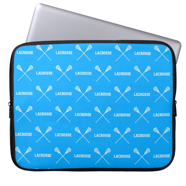 Blue Lacrosse Sticks Laptop Sleeve (Front)