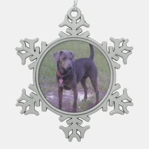 blue lacy full snowflake pewter christmas ornament