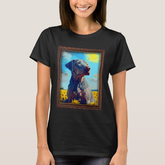 Blue Lacy Painting Sunflower Flower Mom Women Flor T-Shirt (Front)