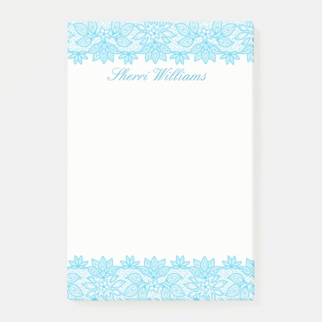Blue Lacy Personalised Post It Note Pad (Front)