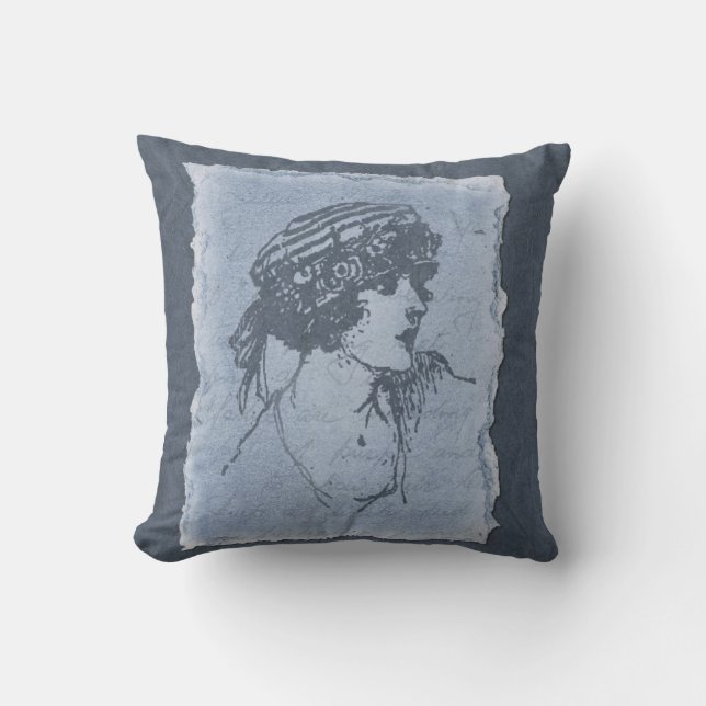 Blue Lady Decorative Pillow (Front)