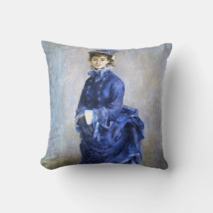 Blue Lady  Parisienne Renoir Impressionist Paint Cushion