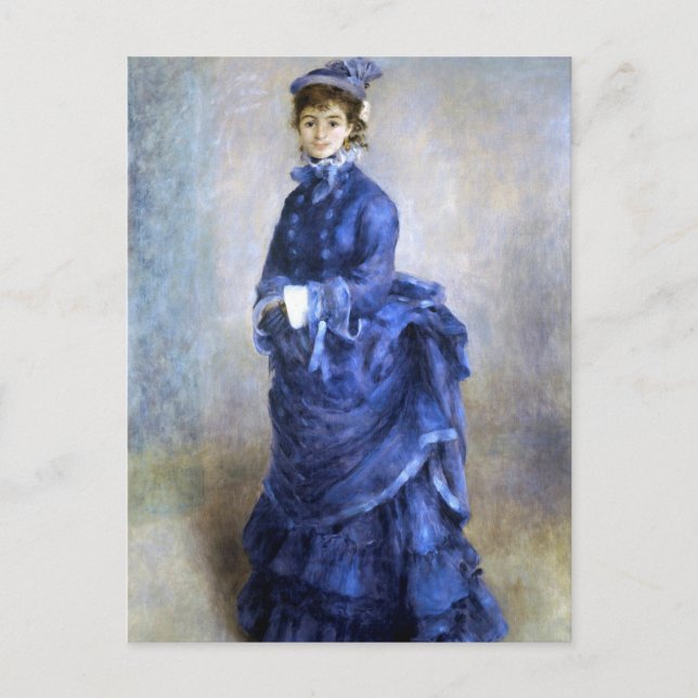 Blue Lady  Parisienne Renoir Impressionist Paint Holiday Postcard (Front)
