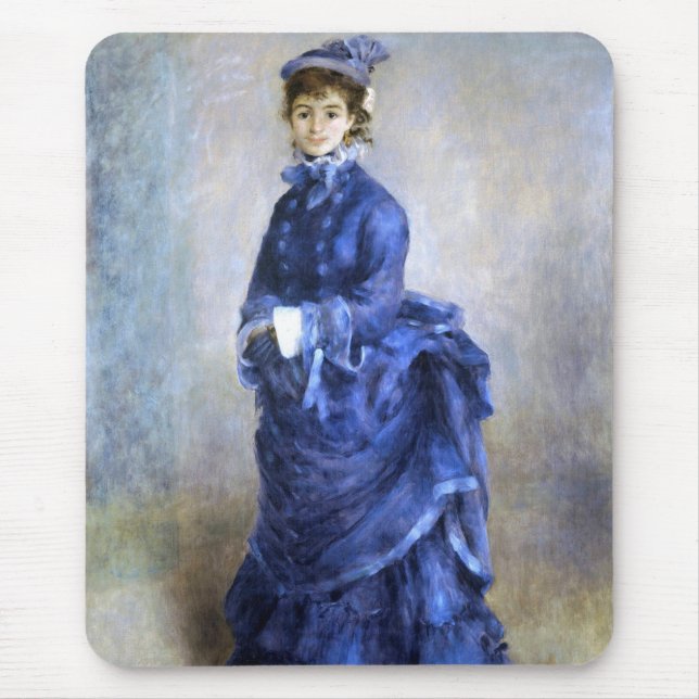 Blue Lady  Parisienne Renoir Impressionist Paint Mouse Mat (Front)
