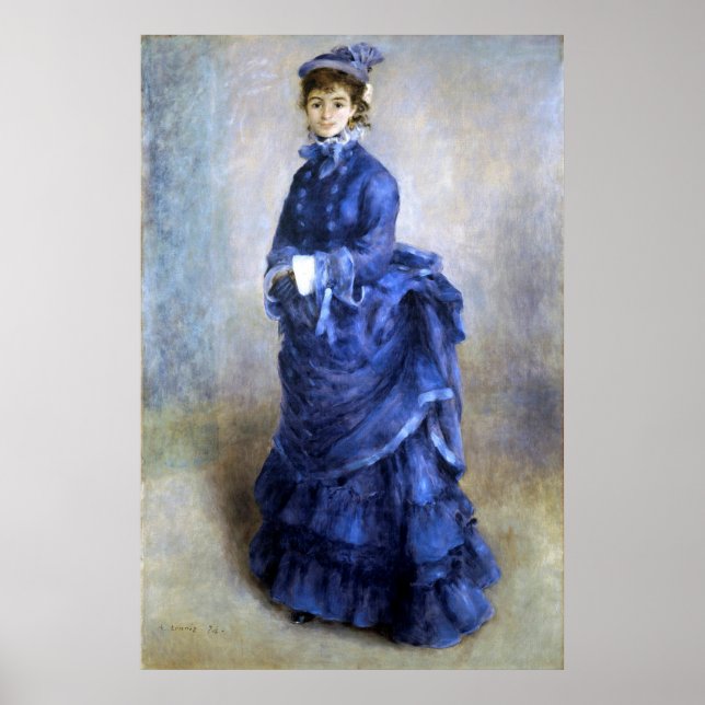 Blue Lady  Parisienne Renoir Impressionist Paint Poster (Front)