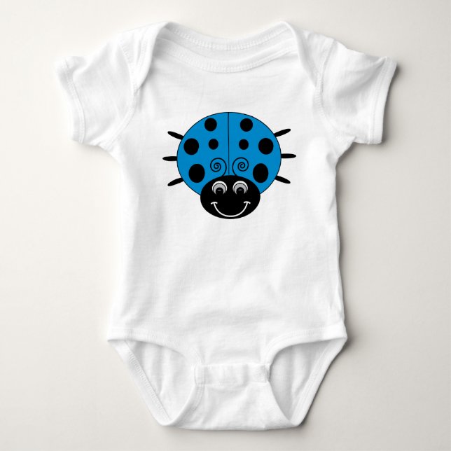 Blue Ladybug Baby Bodysuit (Front)