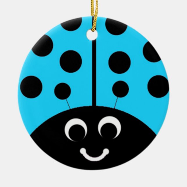 blue  ladybug ceramic tree decoration (Front)