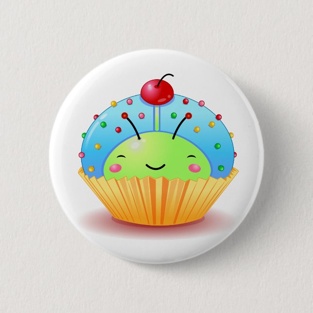 Blue Ladybug Cupcake Button (Front)