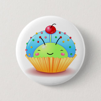 Blue Ladybug Cupcake Button