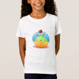 Blue Ladybug Cupcake Girls Baby Doll Shirt
