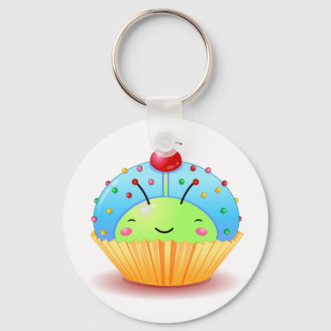 Blue Ladybug Cupcake Keychain (Front)