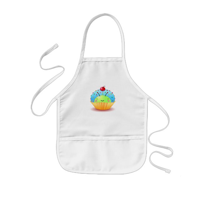 Blue Ladybug Cupcake Kids Apron (Front)