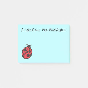 Blue Ladybug Teacher's School Post It Notes Gift