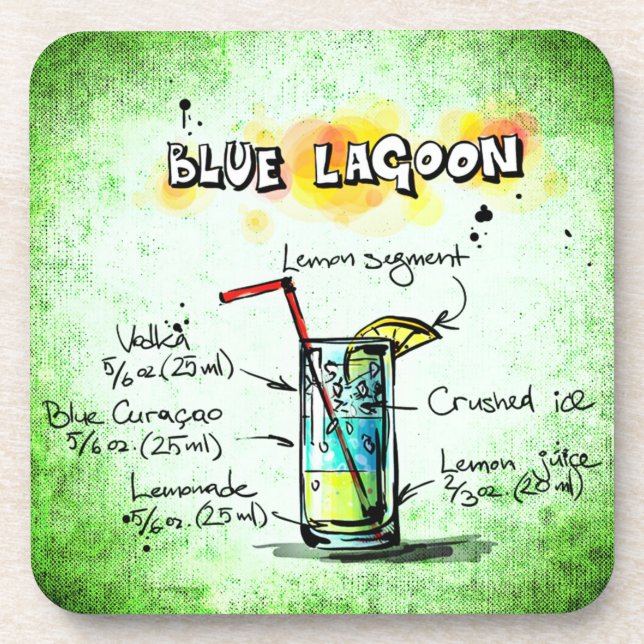 Blue Lagoon Drink Recipe Coaster (Front)